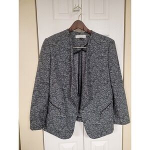 Tahari ASL Women's Textured Knit Blazer Jacket Sz 14 Open Front Zipper Pockets